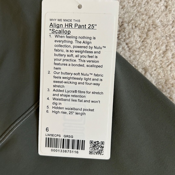 Lululemon Align™ Scalloped Hem High-Rise Tight 25" Grey Sage Size 6 - Picture 5 of 5